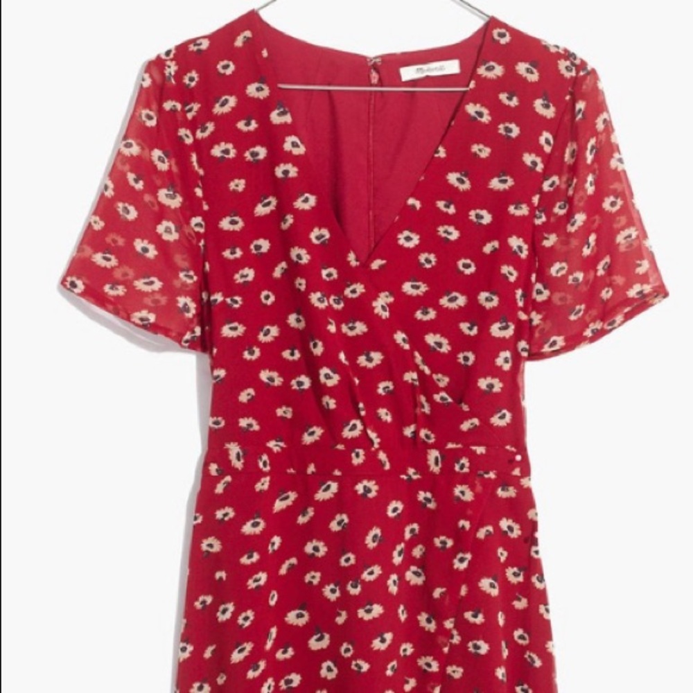 Red floral dress from Madewell.